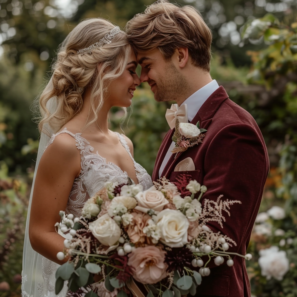 Bride & Groom photograph of a wedding by Bromborough Flowers