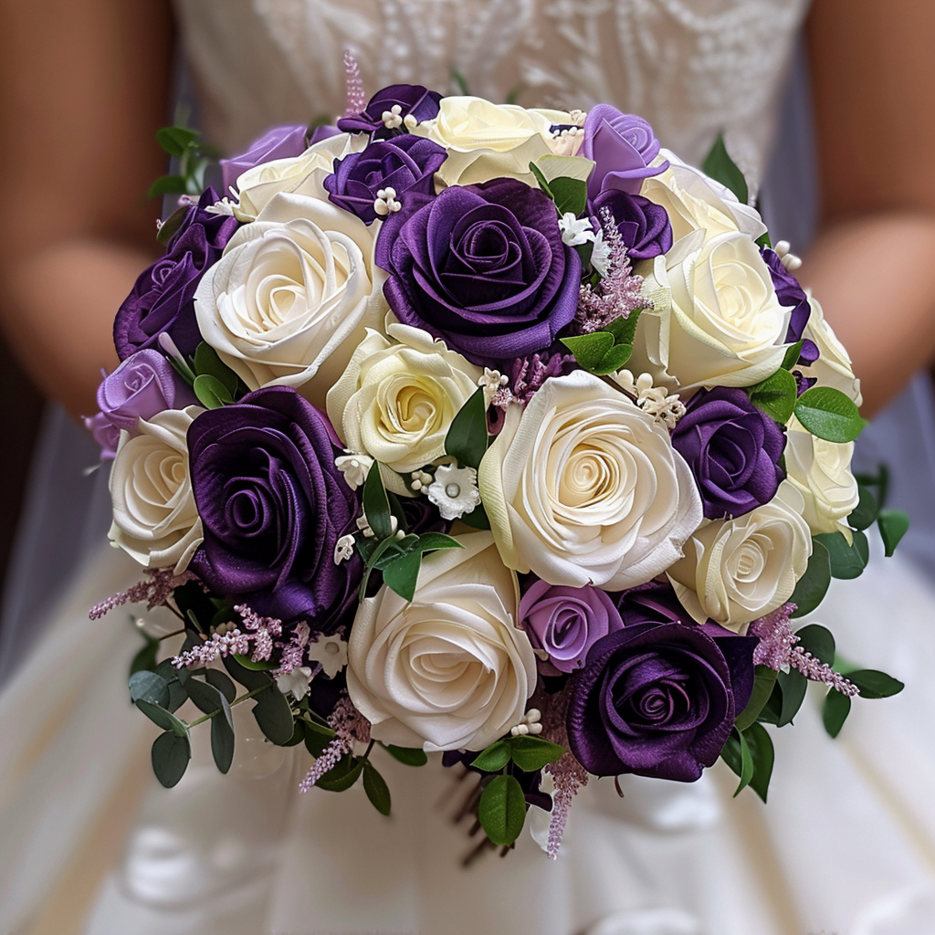 Bromborough Flowers Cadbury Purple Rose Wedding hand-tie