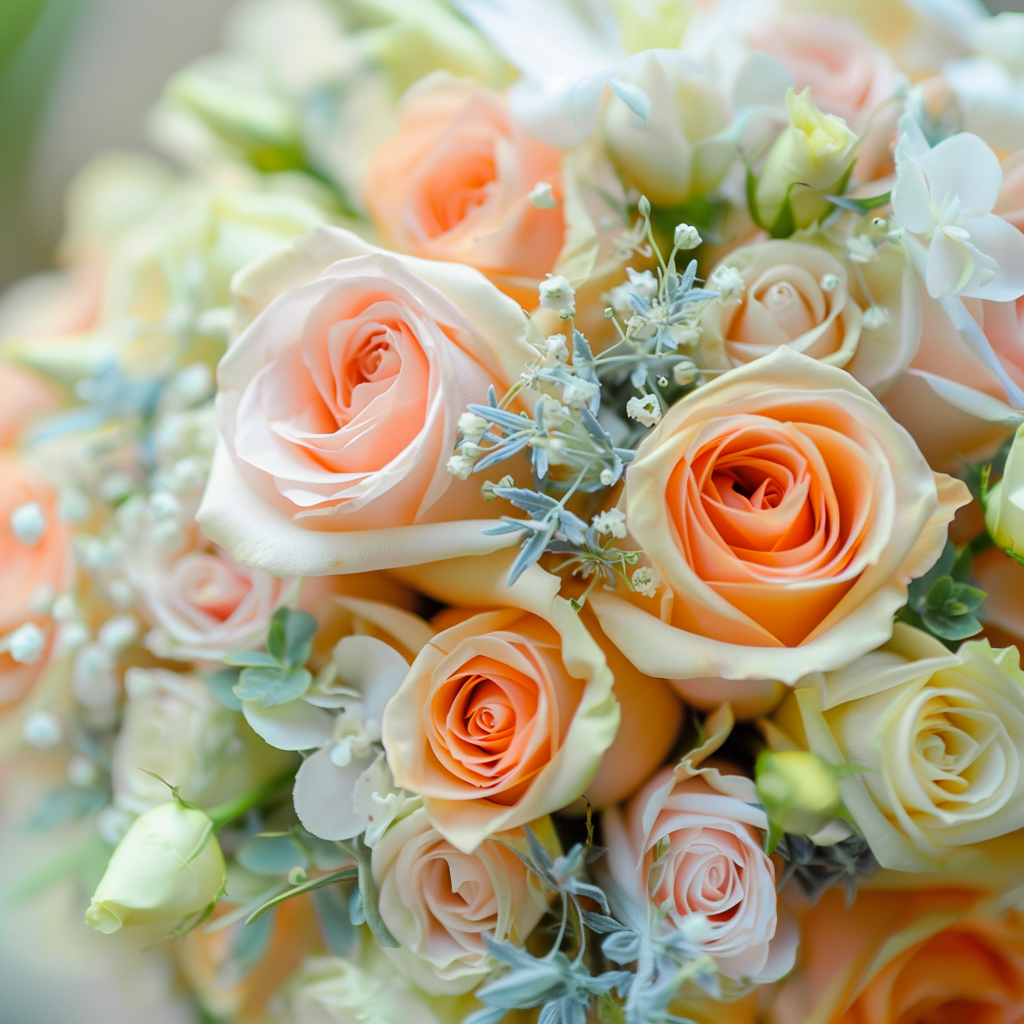 Peach Rose Wedding Flower Bouquet Bromborough Flowers