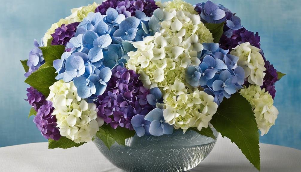 beautiful blue hydrangea blooms