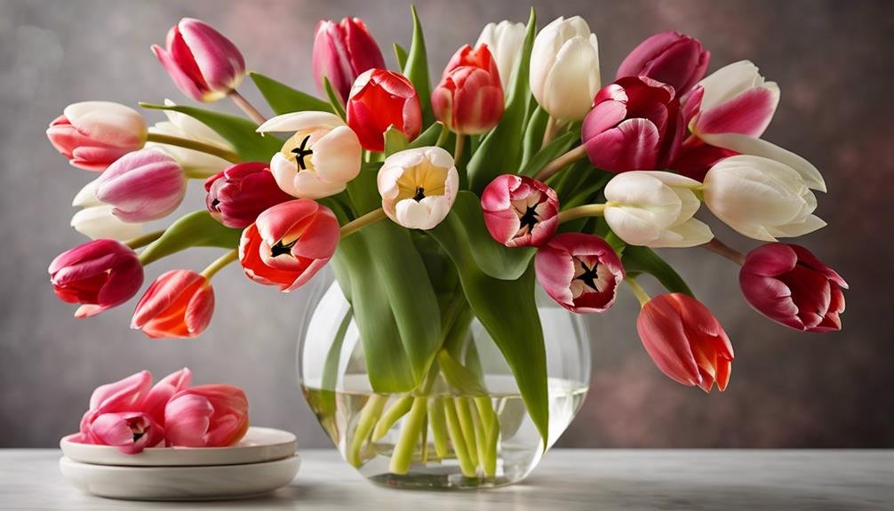 vibrant red tulips bloom