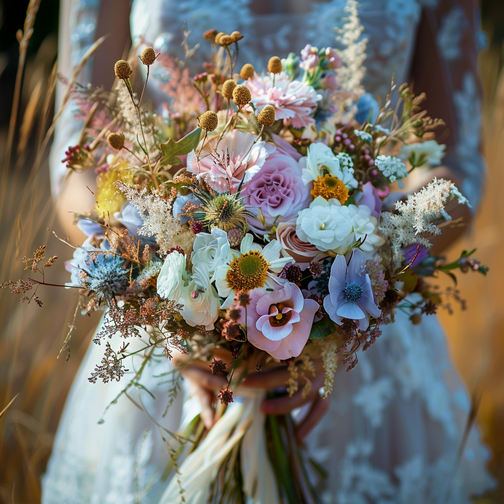 Wildflower Wedding Bouquet Hand Tie Bromborough Flowers